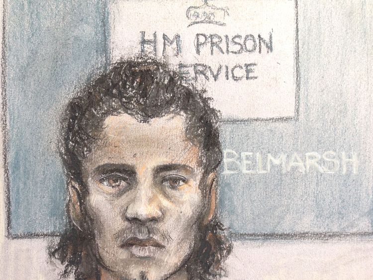 A court sketch of Ahmed Hassan from an earlier hearing. File pic 