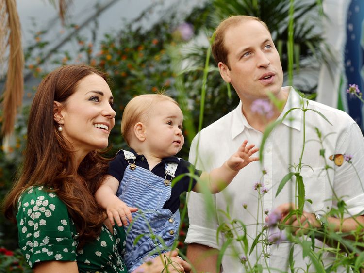 George with his parents in the Natural History Museum, ahead of his first birthday