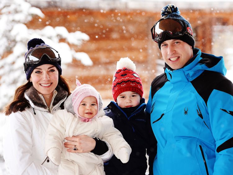 Catherine, William, Charlotte and George, enjoy a short private skiing break