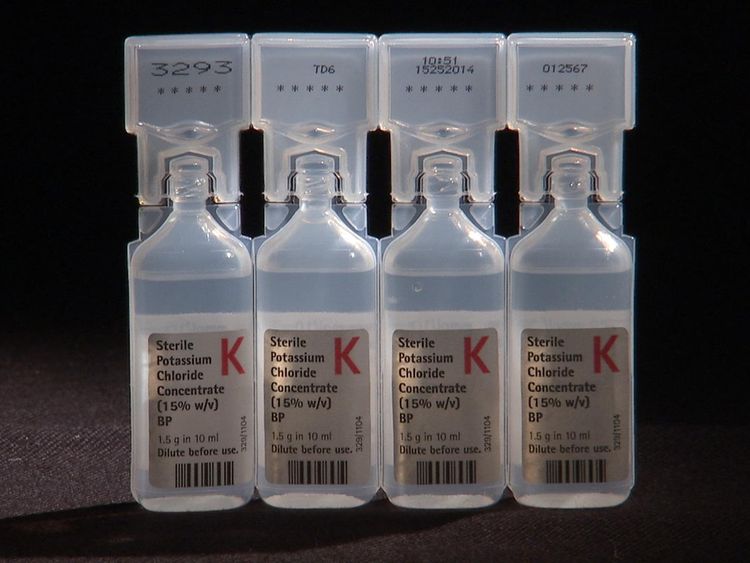 Potassium Chloride is used in executions to stop the heart