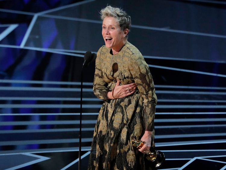 Frances McDormand wins the Best Actress Oscar for Three Billboards Outside Ebbing, Missouri.