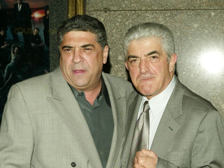 Frank Vincent (R), who died in 2017, with Vincent Pastore at a Sopranos premiere in 2004