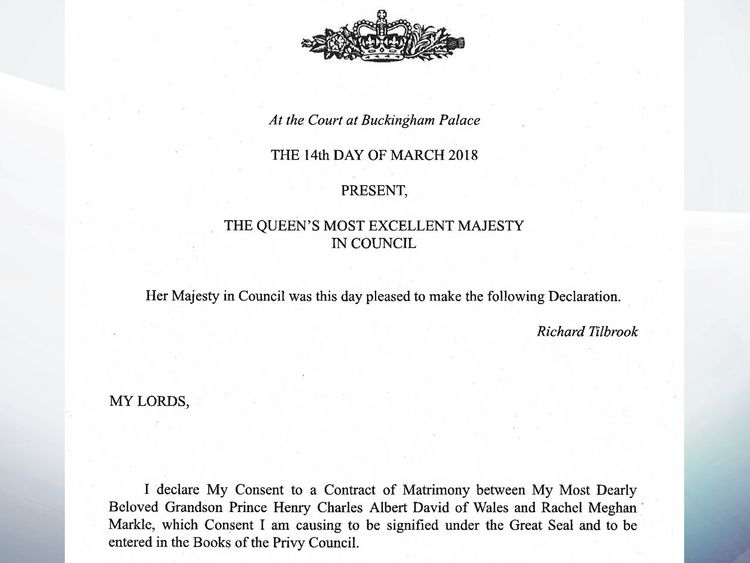 The declaration made by Queen Elizabeth II at Wednesday&#39;s Privy Council meeting at Buckingham Palace