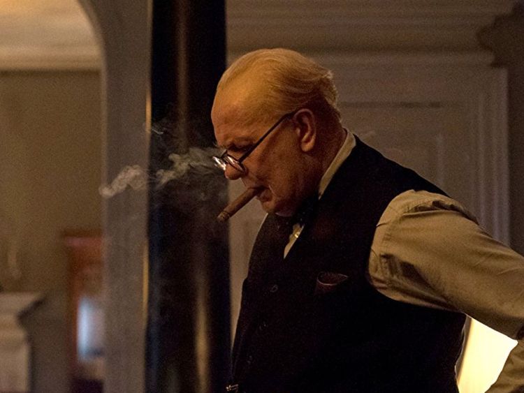 Gary Oldman playing Winston Churchill in Darkest Hour