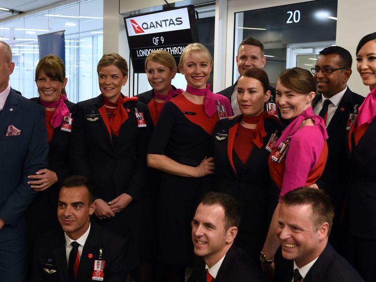 Qantas&#39; 787 Dreamliner takes off on its inaugural flight from Perth to London on March 24, 2018