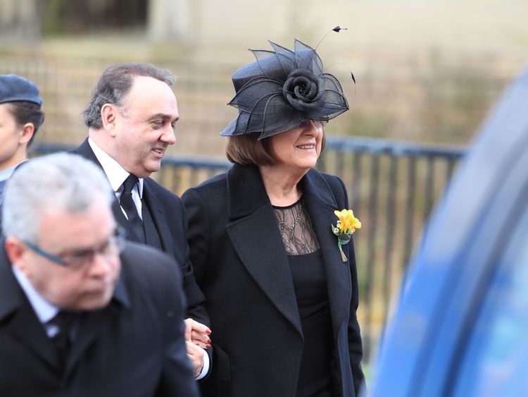 Sir Ken's wife Lady Anne and nephew John Lewis arrive ahead at the cathedral