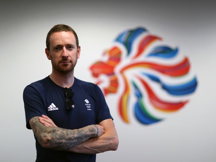 Sir Bradley Wiggins poses for a photo in the BOA offices at he Olympic Park on the eighth day of the Rio Olympics Games, Brazil