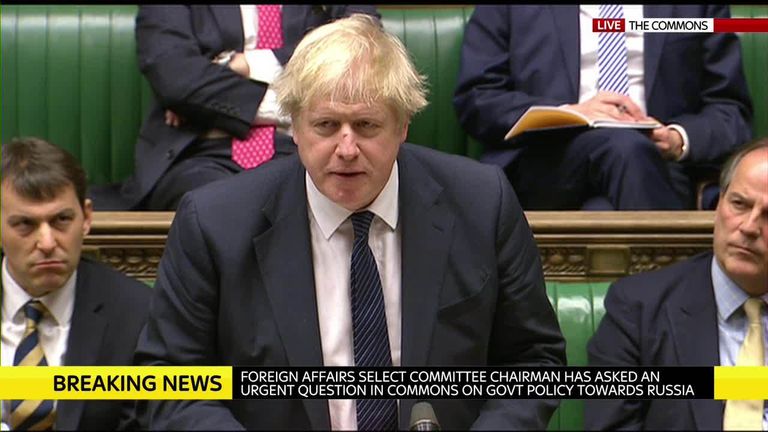 Foreign Secretary Boris Johnson responds to the investigation into the death of the Russian spy. 