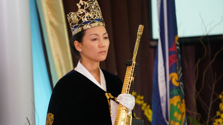 Rev. Yeon Ah Lee Moon, wife of Rev. Hyung Jin Moon, holds her &#39;rod of iron&#39;