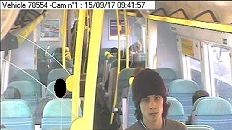 Accused Ahmed Hassan on a train to Brighton after the attack