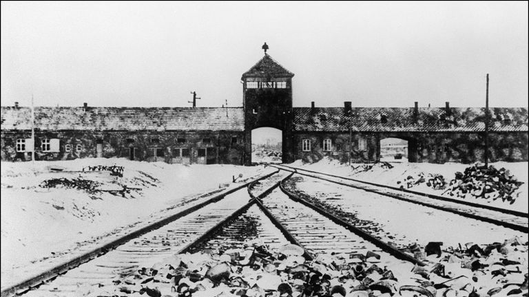 A picture taken of Auschwitz in January 1945 after it was liberated by Soviet troops