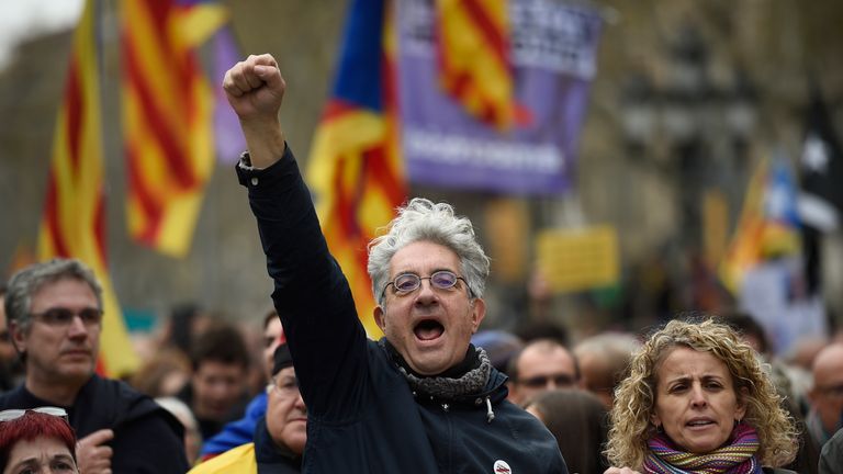 Demonstrations followed the arrest of Catalonia&#39;s former president by German police