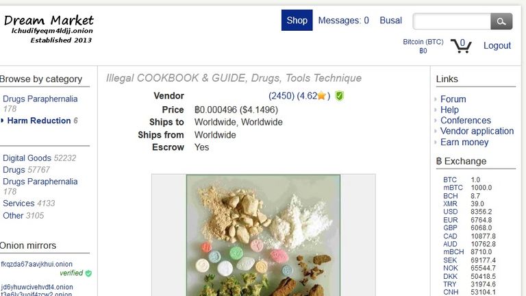 Drugs cookbook for sale on the dark web. Pic: Digital Shadows
