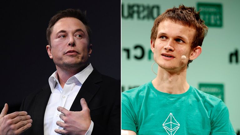 Elon Musk (L) and Vitalik Buterin (R) are regularly impersonated by scammers