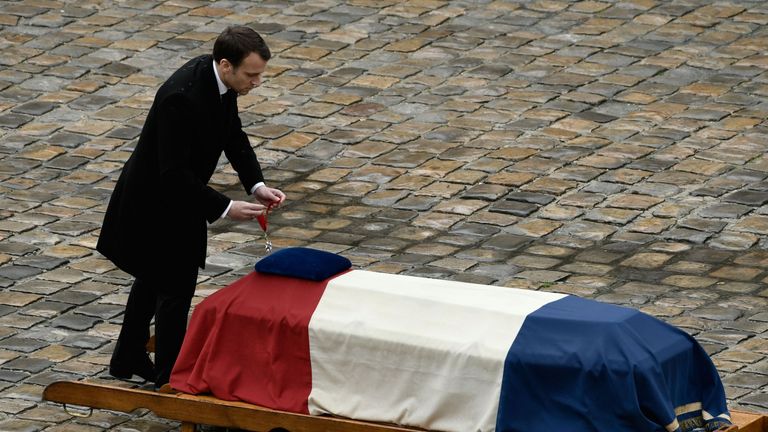 President Macron awards a posthumous Legion of Honour to Lt Col Beltrame