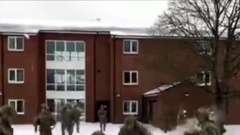 As #StormEmma comes to England, Number Two Company doesn&#39;t shy away from a bit of cold weather have a snowball fight for morning PT 