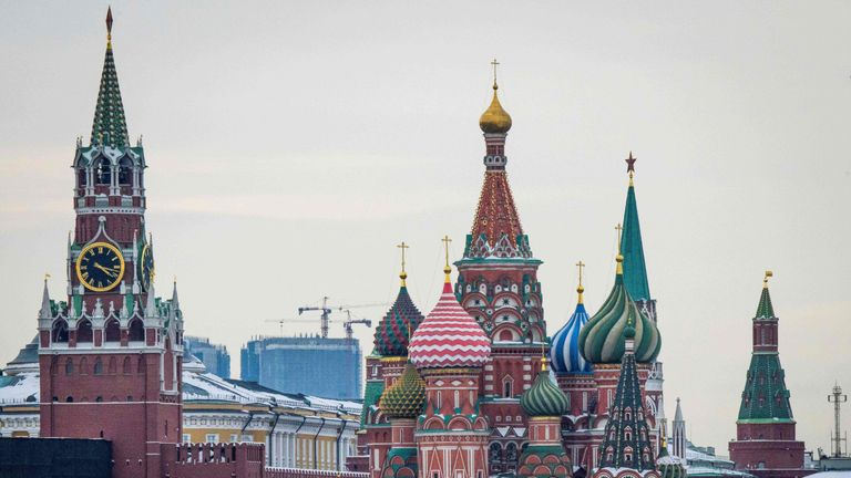 The Kremlin, St Basil&#39;s Cathedral and the Zaryadye Park in Moscow