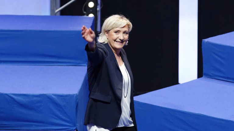Marine Le Pen has been re-elected as party president