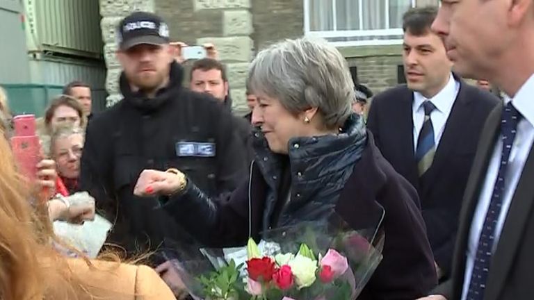 Theresa May visiting residents in Salisbury