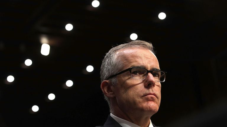 WASHINGTON, DC - MAY 11:  Acting FBI Director Andrew McCabe testifies before the Senate Intelligence Committee with the other heads of the U.S. intelligence agencies in the Hart Senate Office Building on Capitol Hill May 11, 2017 in Washington, DC. The intelligence officials were questioned by the committee during the annual hearing about world wide threats to United States&#39; security.  (Photo by Alex Wong/Getty Images)