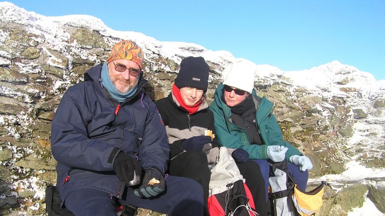 Noel, son Alex and wife Carol in the Lake District in 2005. Pic: Noel Conway