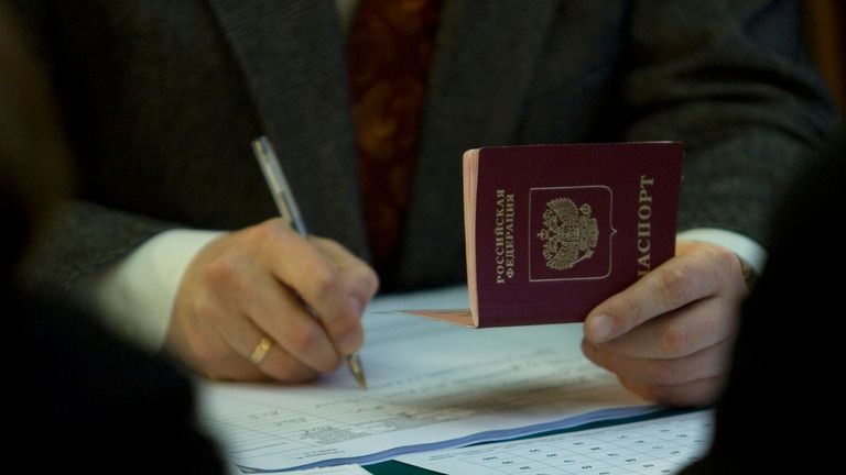 A passport of a Russian resident