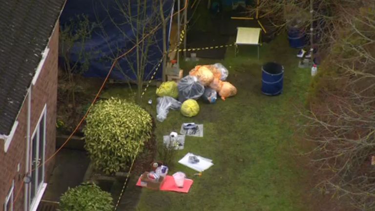 Bags of evidence at the back of Sergei Skripal&#39;s house in Salisbury