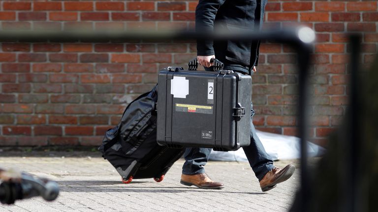 Organisation for the Prohibition of Chemical Weapons (OPCW) inspectors arrive at the scene of the nerve agent attack on Sergei Skripal in Salisbury