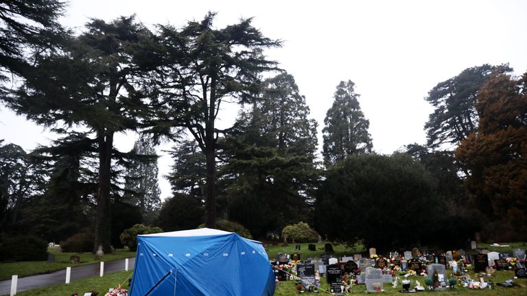 A tent has been placed over the grave of Mr Skripal&#39;s wife