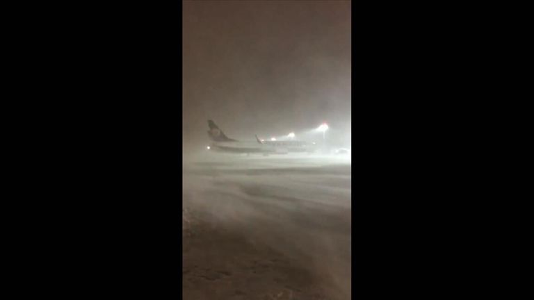 Planes grounded by the weather at Dublin Airport