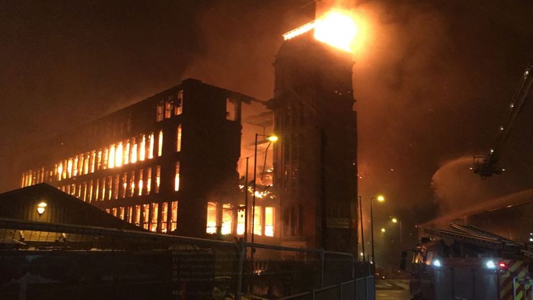 Firefighters were called at 11.43pm. Pic: @manchesterfire