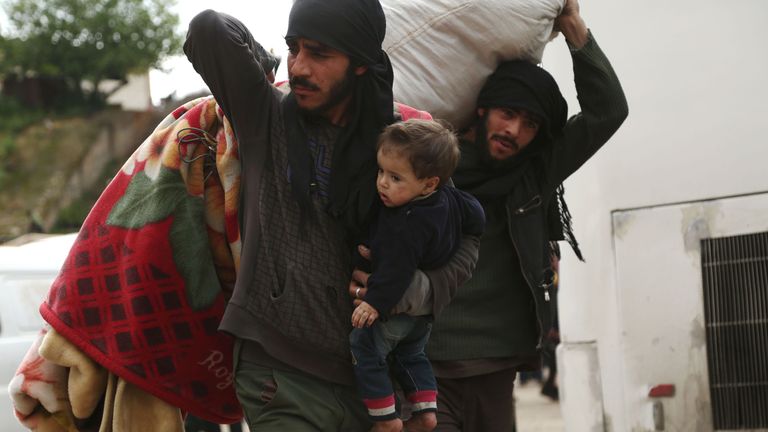 Syrian civilians and rebel fighters were evacuated from Eastern Ghouta on Sunday
