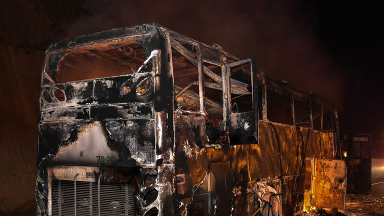 The bus was left as a skeleton