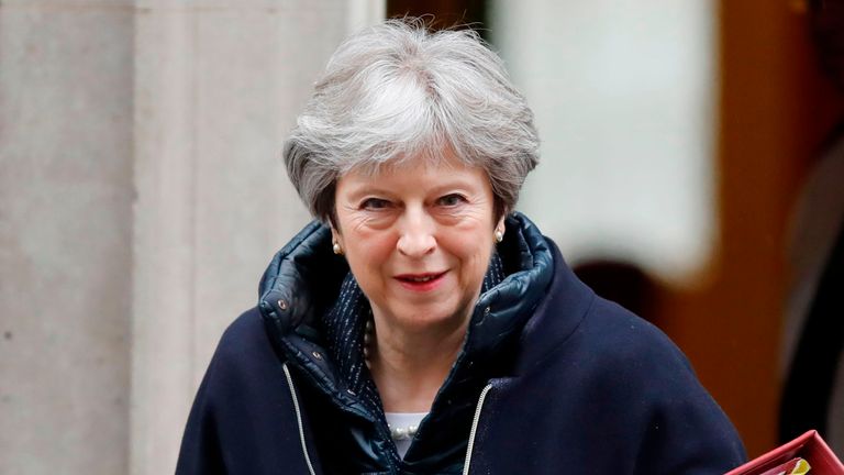 Theresa May leaves Downing Street on Wednesday afternoon following her weekly PMQs session in the Commons