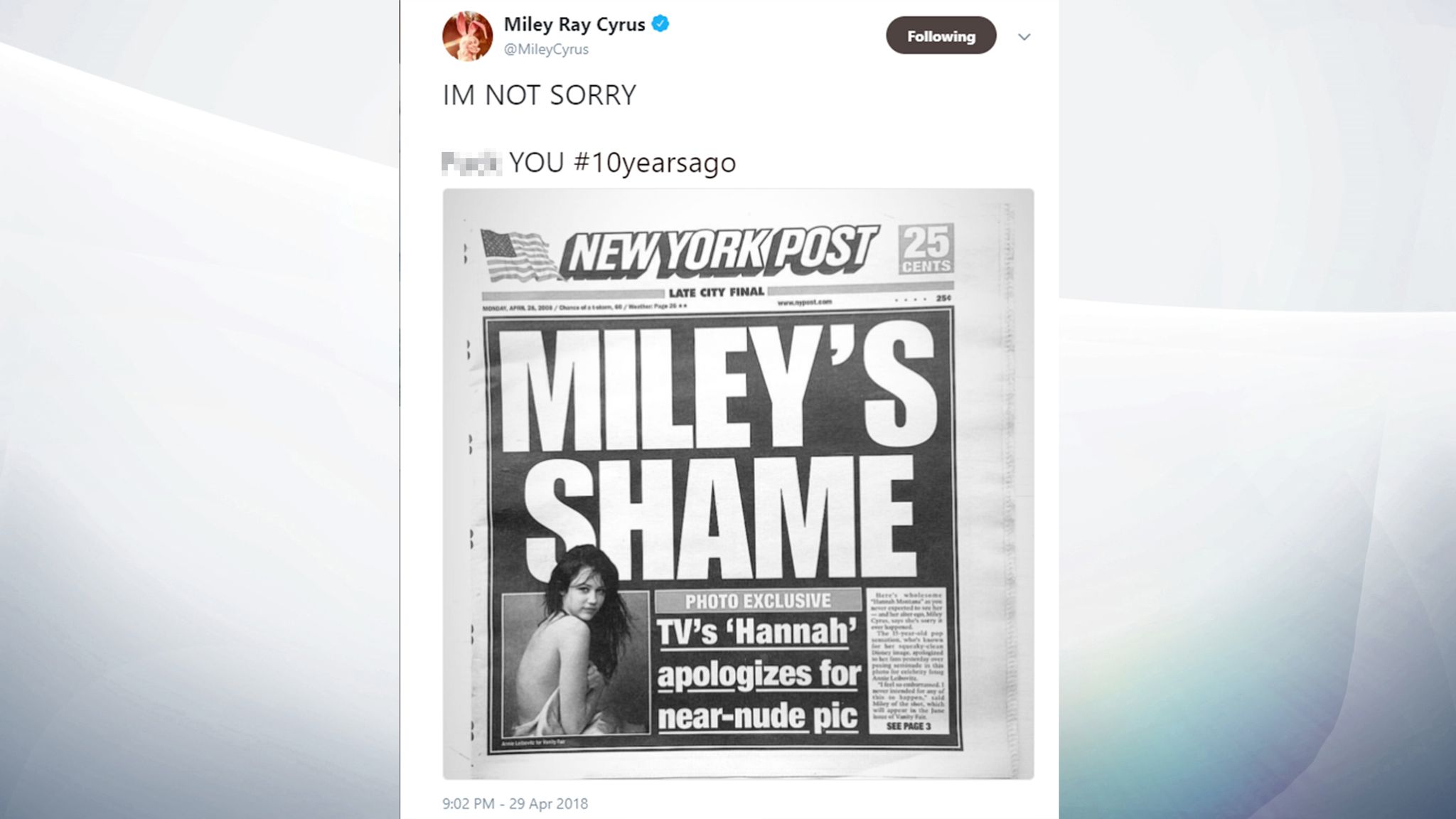 Miley Cyrus Takes Back Apology For Revealing Photoshoot Ents And Arts 6726