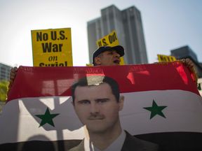 Supporters of Syrian president Bashar al Assad protest in Los Angeles           
