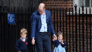Charlotte waved as she arrived to meet her baby brother