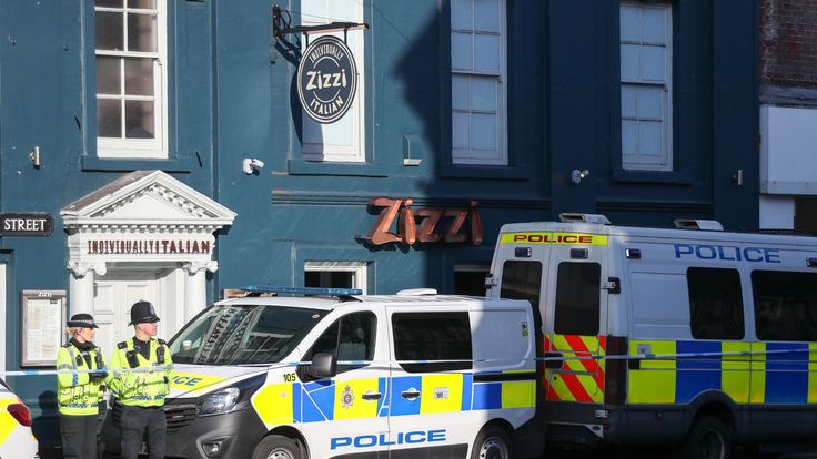 Police outside the Zizzi restaurant in Salisbury