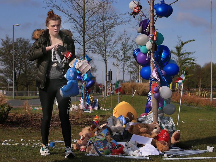 Tributes and flowers outside Alder Hey Hospital in memory of Alfie Evans