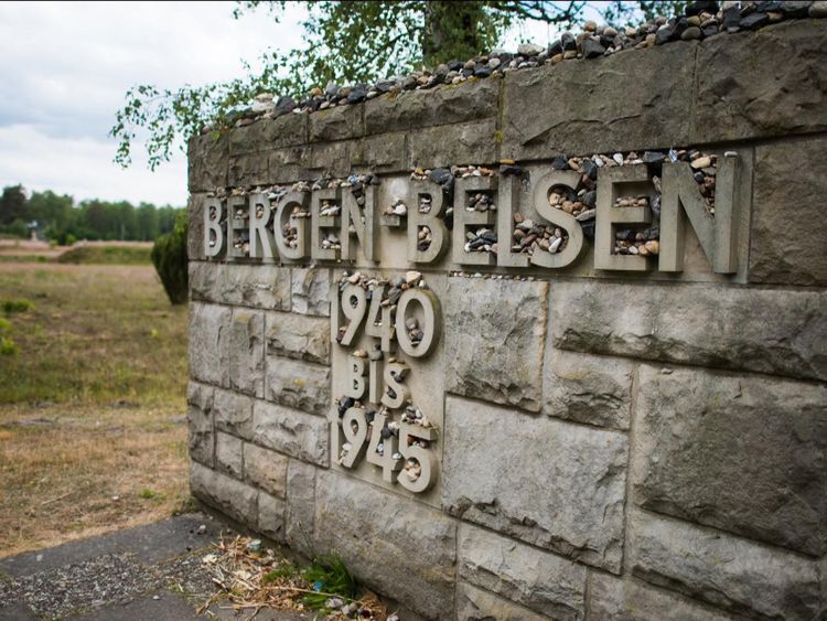 A sign at the site of the Bergen-Belsen concentration camp in Lower Saxony, 
northern Germany