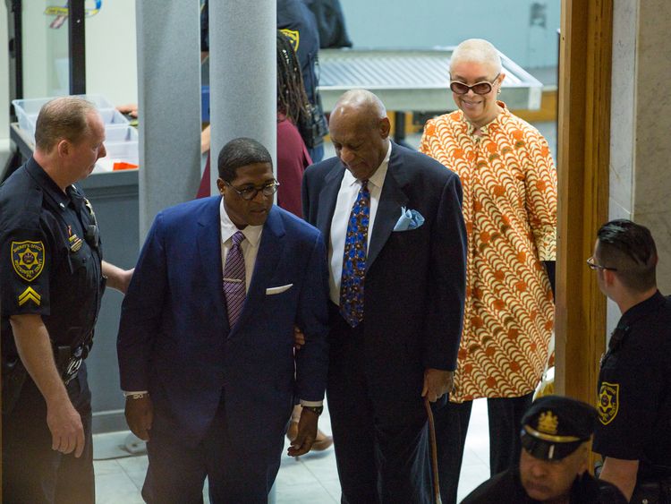 Bill Cosby arrives with his wife Camille for his sexual assault trial 