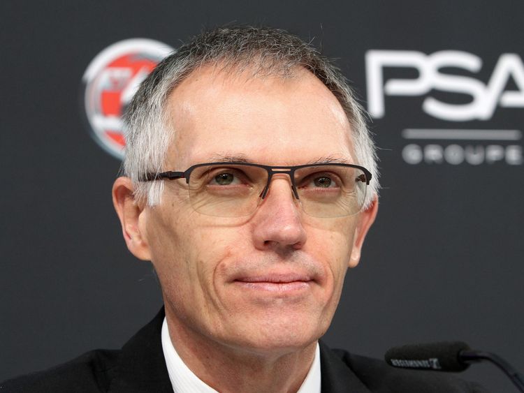 Carlos Tavares, chairman of the managing board of French carmaker PSA Peugeot Citroen, looks on during a press conference at the Opel headquarters in Ruesselsheim, Germany, on November 9, 2017