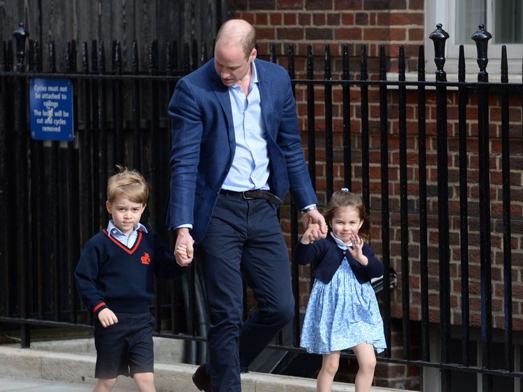 Charlotte waved as she arrived to meet her baby brother