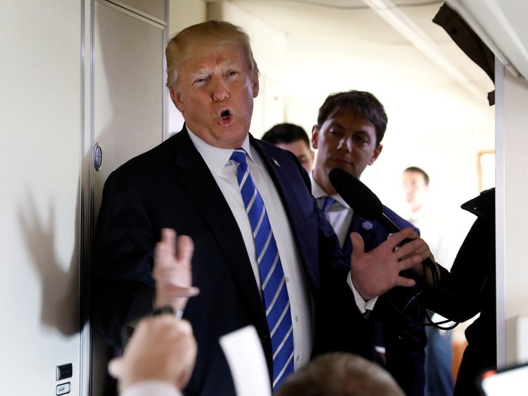 Mr Trump spoke aboard Air Force One following a visit to West Virginia