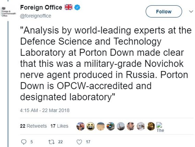 The Foreign Office admitted deleting this tweet