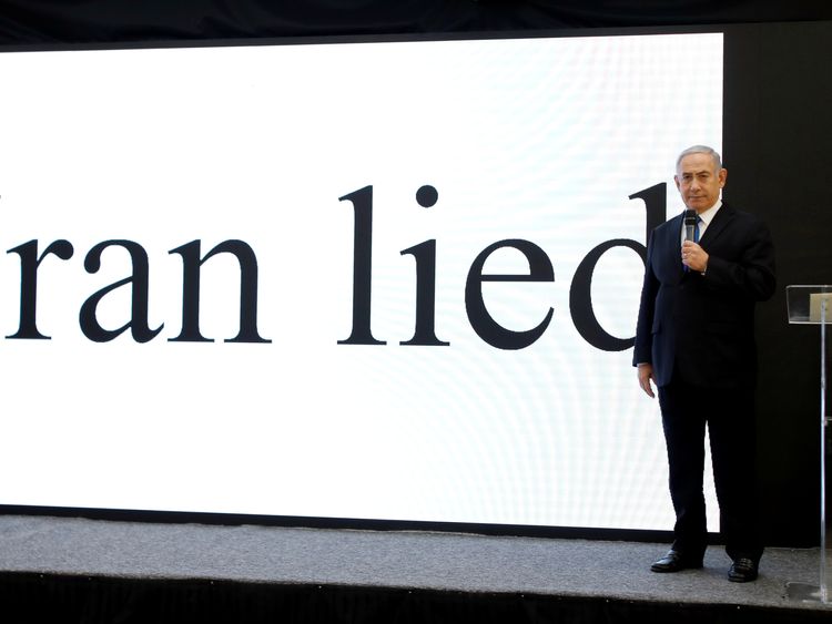 Israeli Prime minister Benjamin Netanyahu speaks during a news conference at the Ministry of Defence in Tel Aviv, Israel April 30, 2018