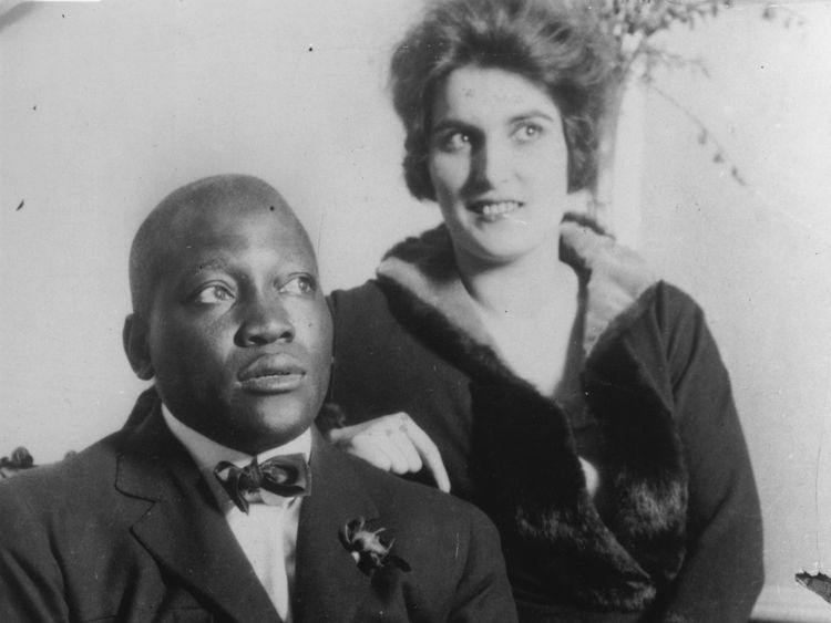 American boxer, Jack Johnson (1878-1946) with his wife