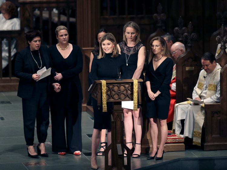 Jenna Bush Hager speaks during a funeral service for her grandmother, former first lady Barbara Bush at St. Martin's Episcopal Church April 21, 2018 in Houston, Texas