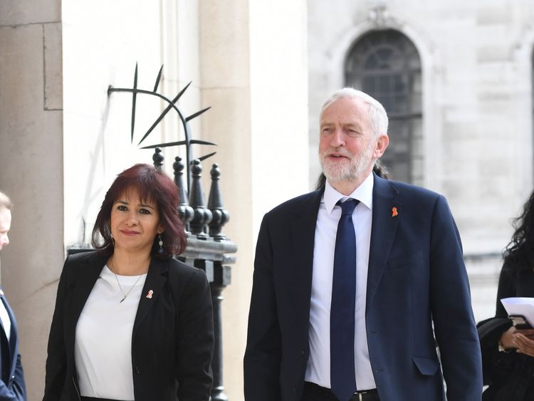 Labour Party leader Jeremy Corbyn and his wife Laura Alvarez paid their respects at the memorial service at St Martin-in-the-Fields