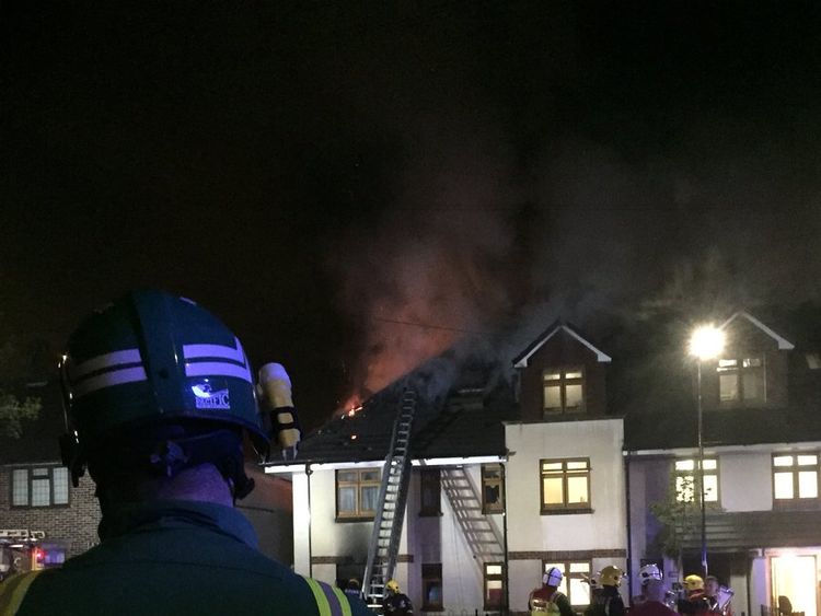 The fire in a three storey building in east London. Pic @LAS_HART